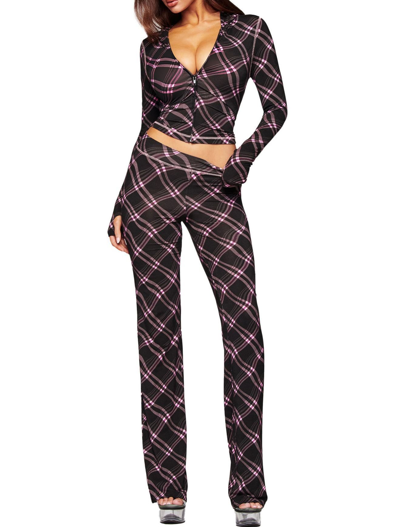 [Copy]Baddie Style Slim Fit 2 Piece Y2K Zip Up Tracksuit