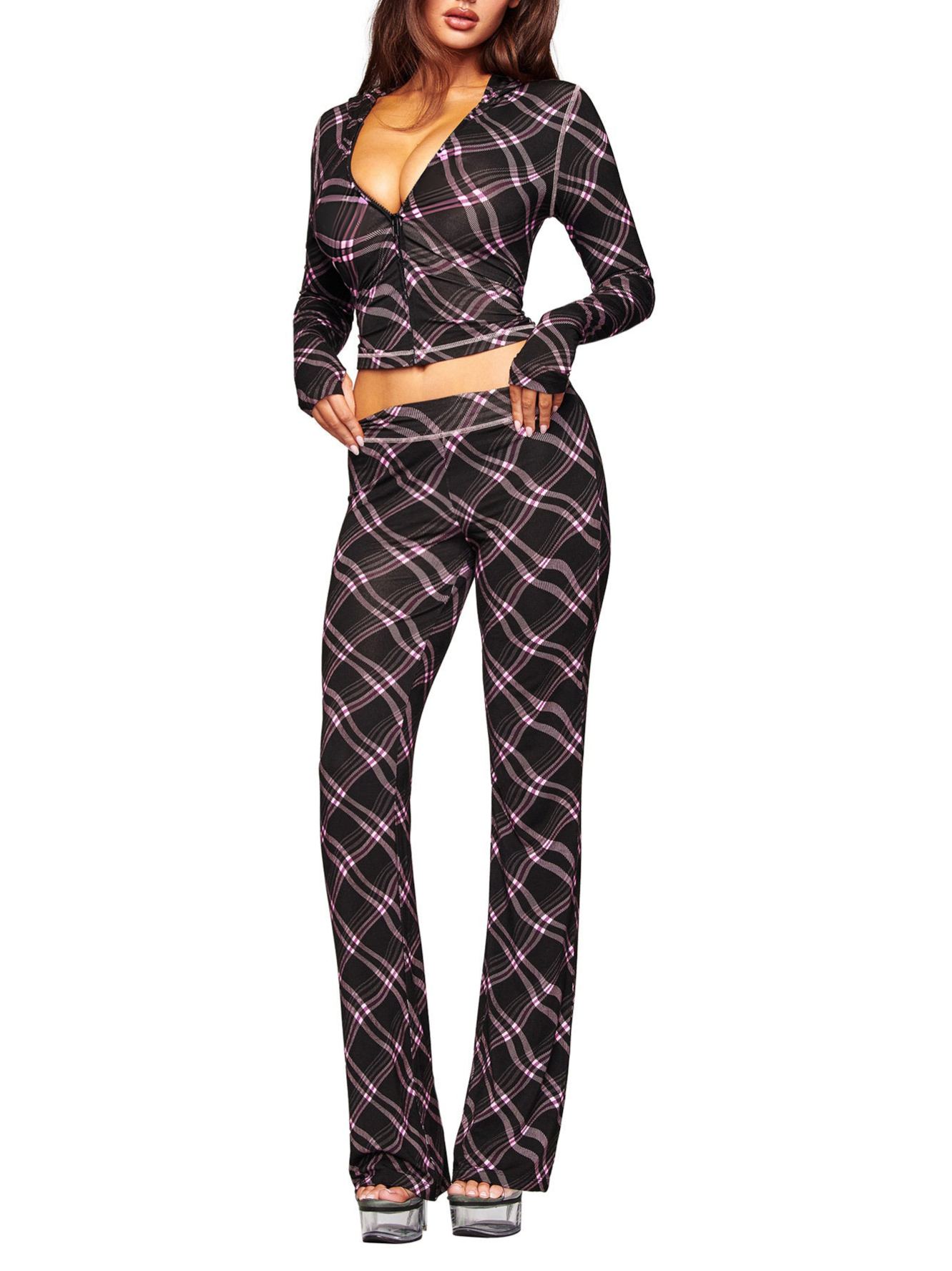 [Copy]Baddie Style Slim Fit 2 Piece Y2K Zip Up Tracksuit