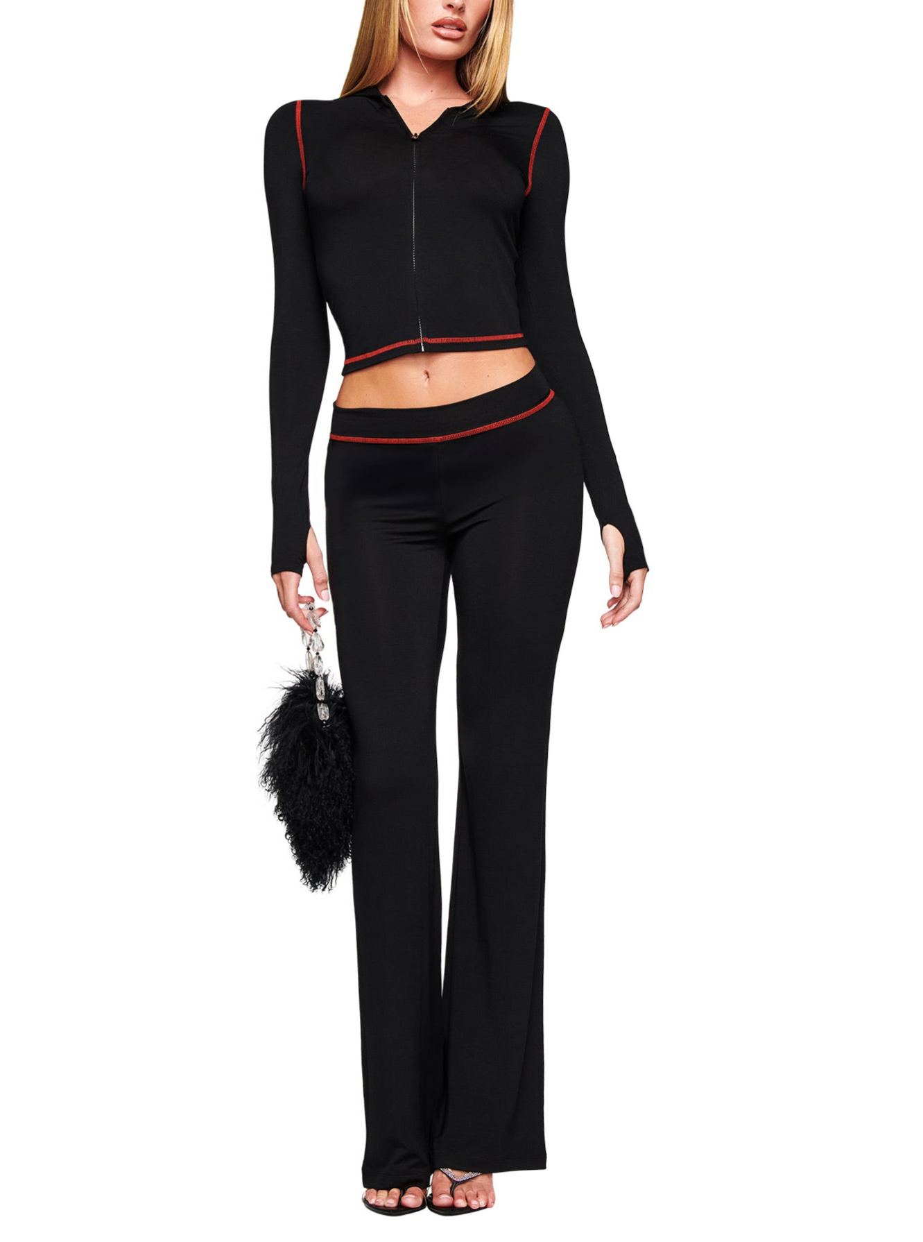 [Copy]Baddie Style Slim Fit 2 Piece Y2K Zip Up Tracksuit