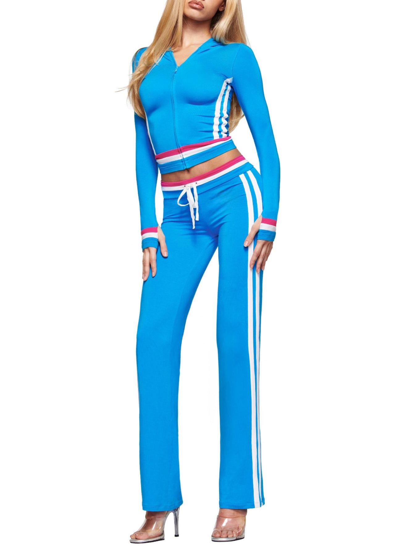 Baddie Style Slim Fit 2 Piece Y2K Zip Up Tracksuit