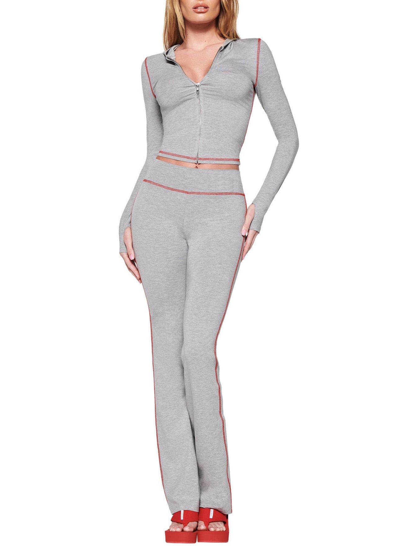 Baddie Style Slim Fit 2 Piece Y2K Zip Up Tracksuit