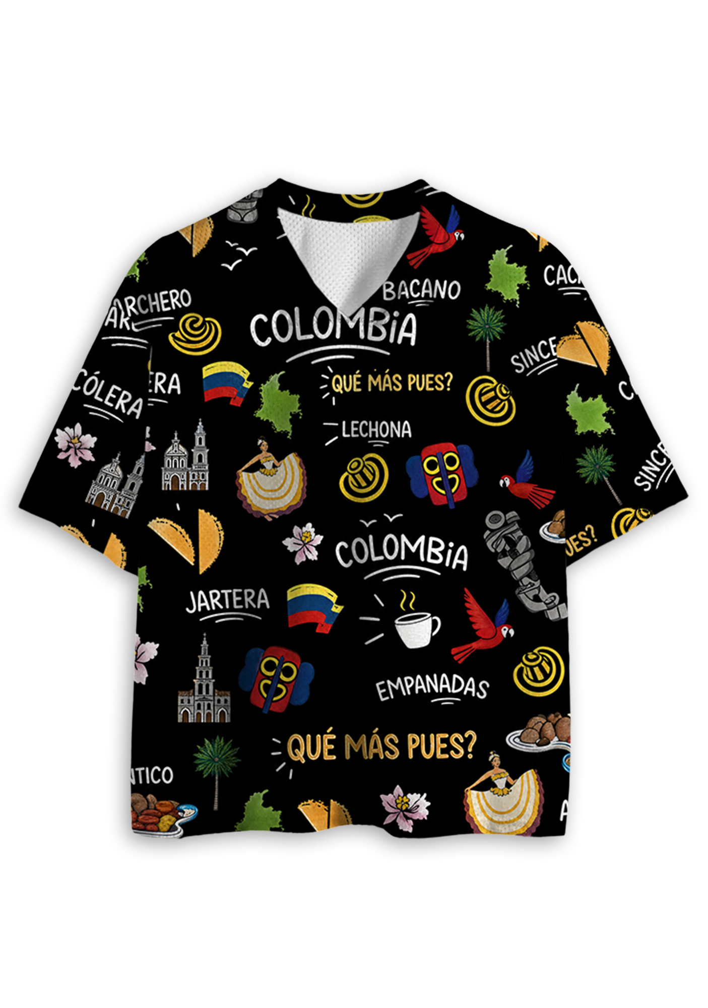 Colombia Culture Doodle All Over Print Mesh Jersey Shirt