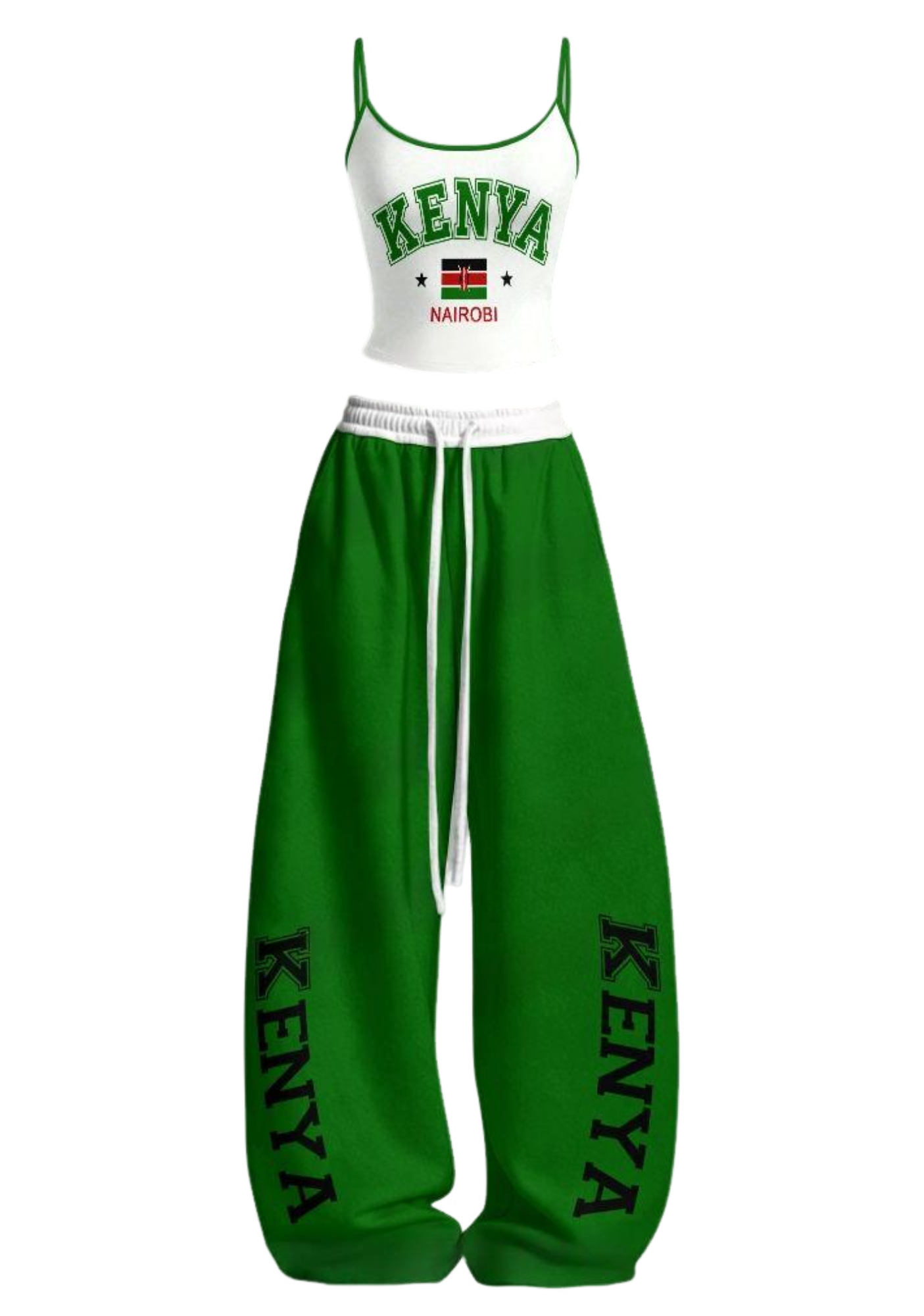 Kenya Nairobi Flag Tops & Elasticated Trousers Two-Piece Set