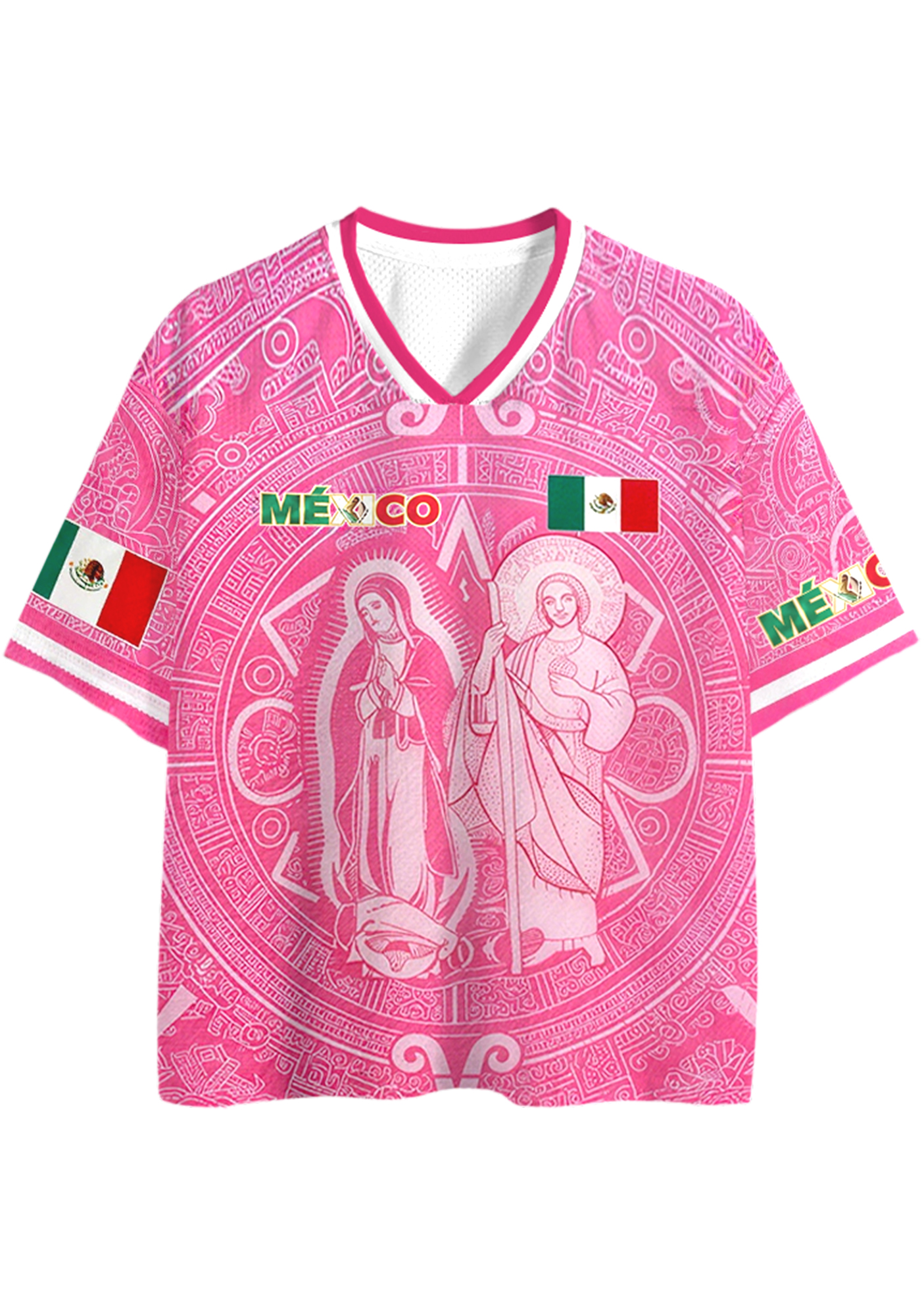 Pink Mexico Retro Soccer Jersey Crop Top