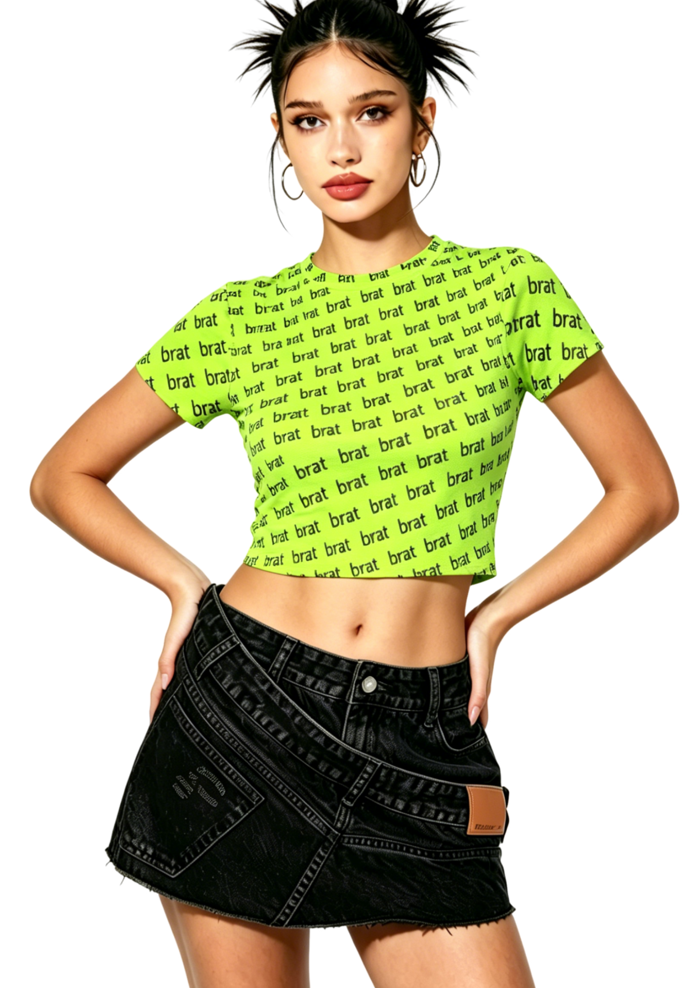 Green Brat Y2K Mesh Crop Top