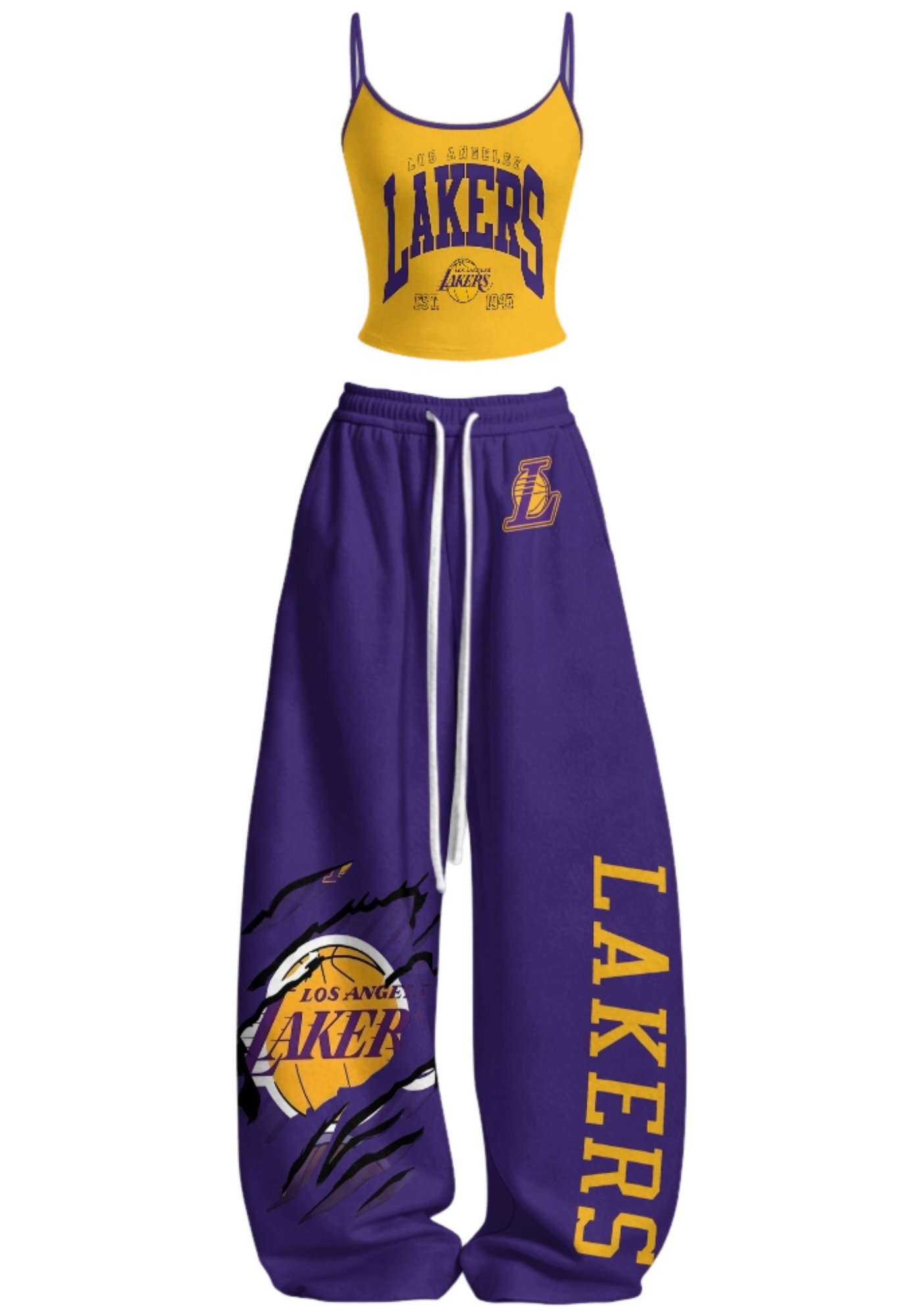 Los Angeles Lakers Tops & Elasticated Trousers Two-Piece Set