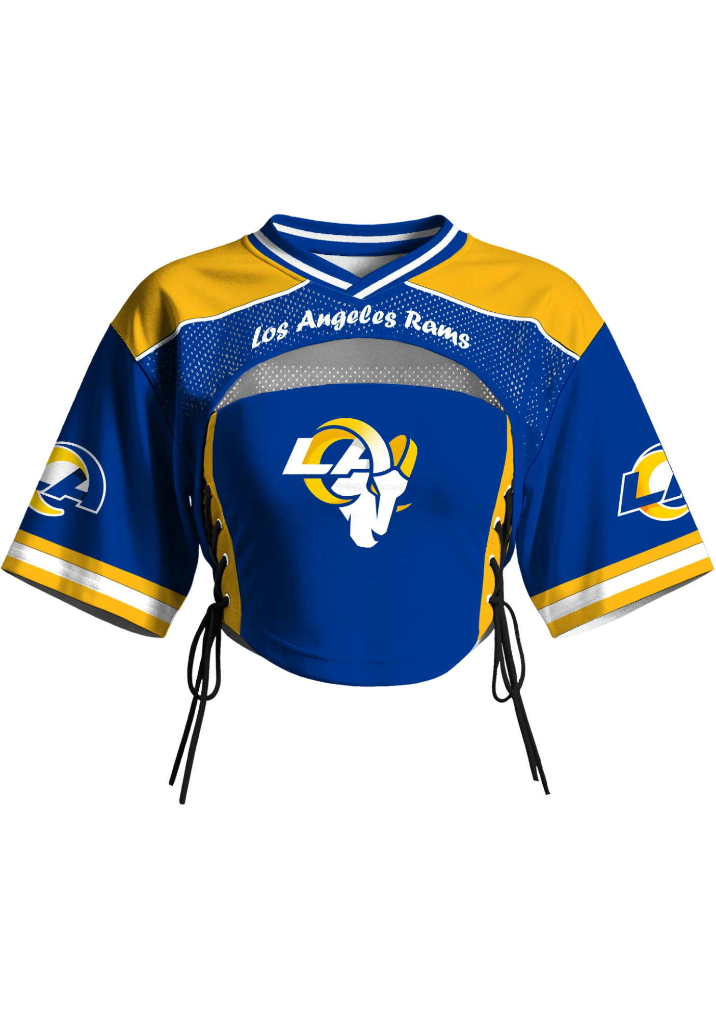 Los Angeles Rams Women Lace Up Cutout Crop NFL Mesh Jersey