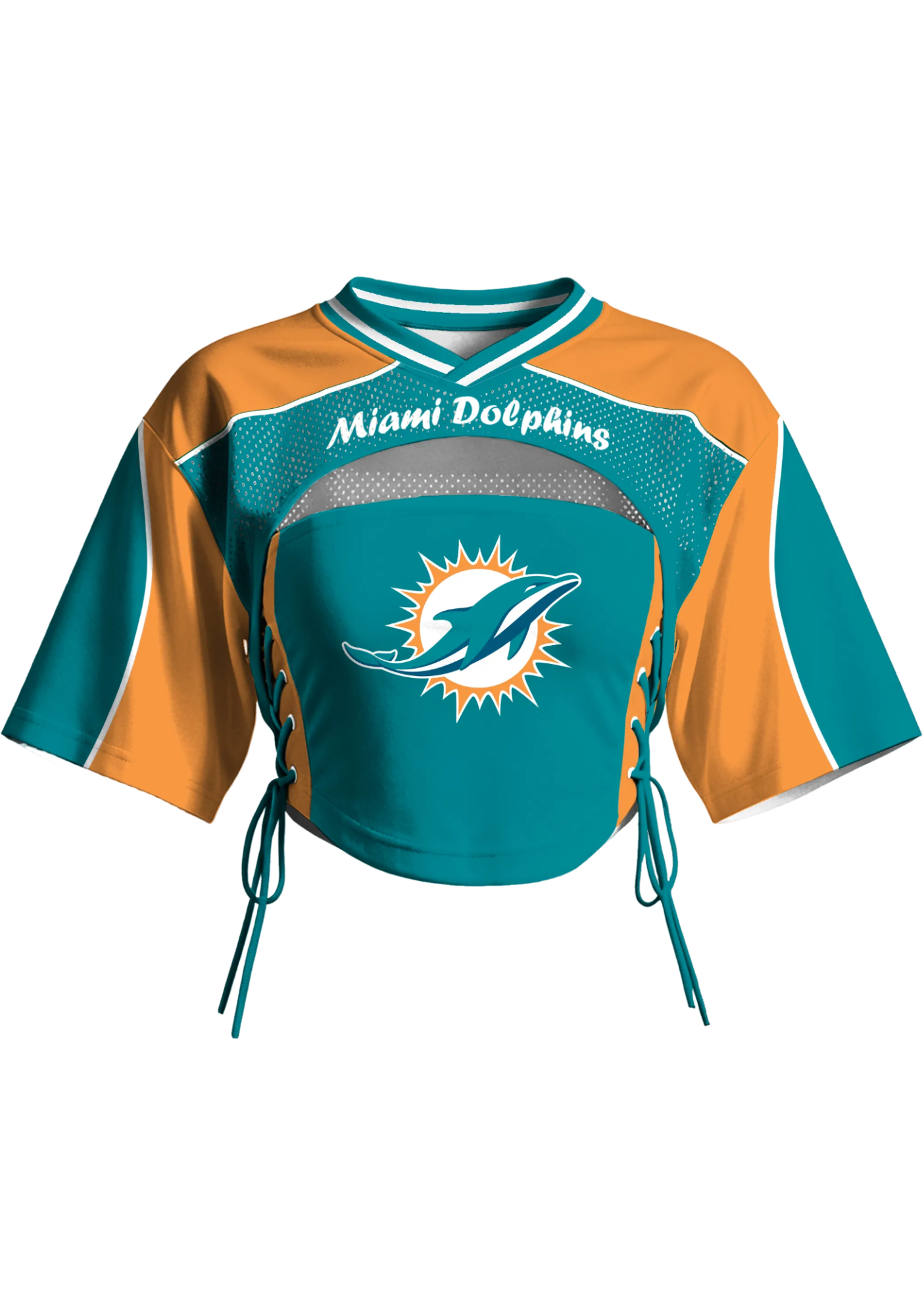 Miami Dolphins Women Lace Up Cutout Crop NFL Jersey