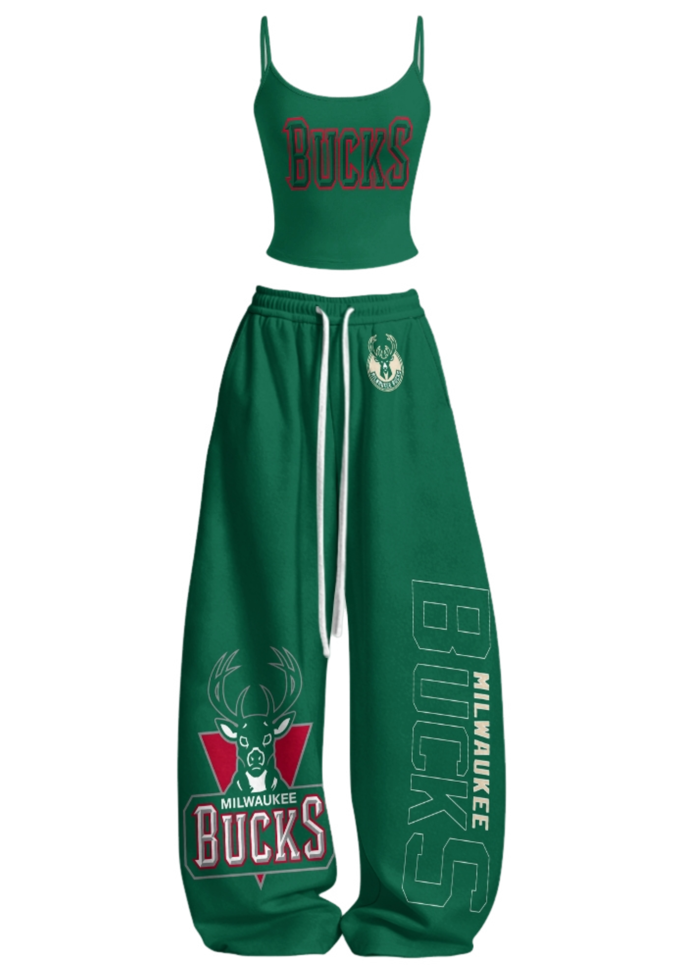Milwaukee Bucks Tops & Elasticated Trousers Two-Piece Set