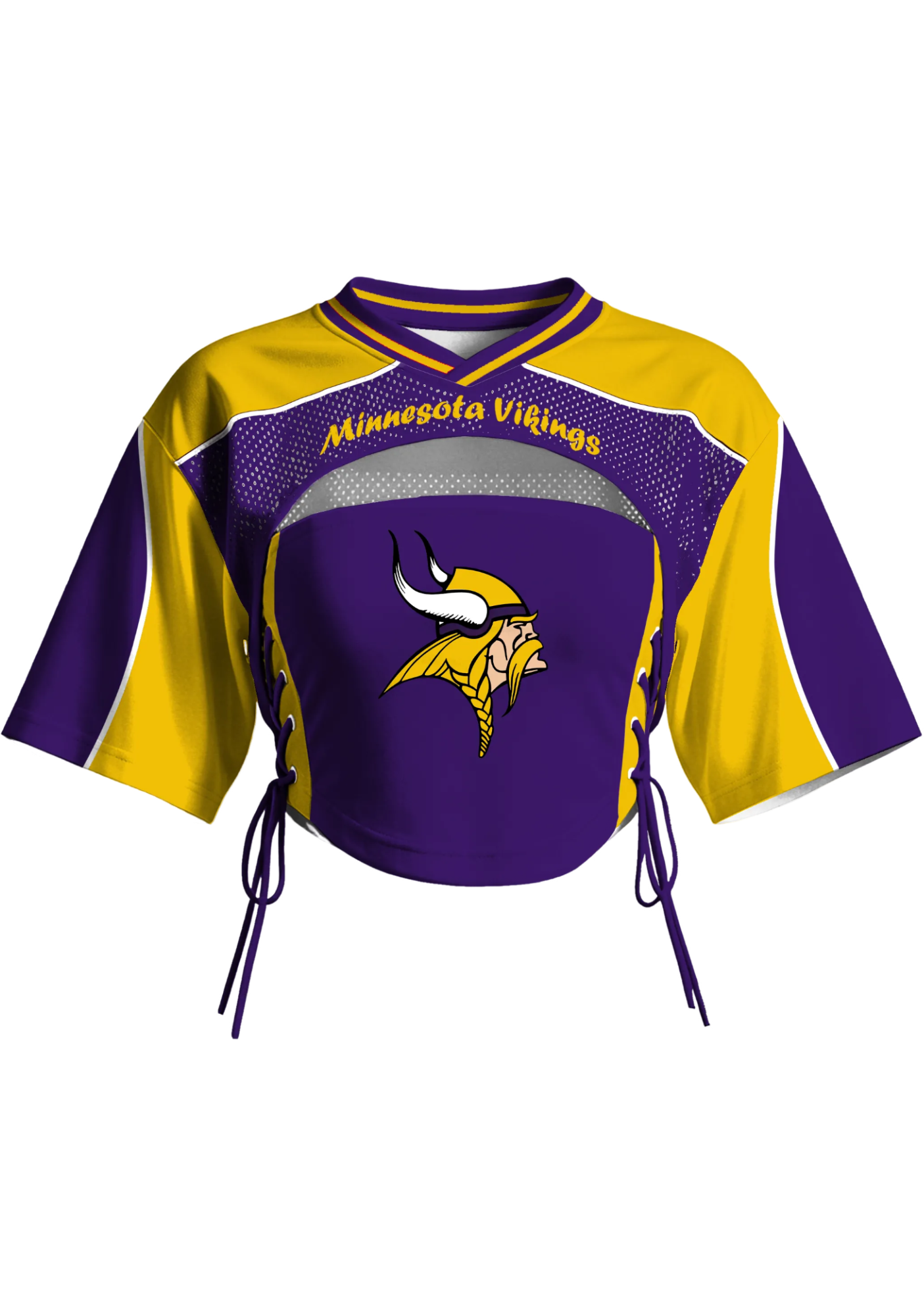 Minnesota Vikings Women Lace Up Cutout Cropped NFL Jersey