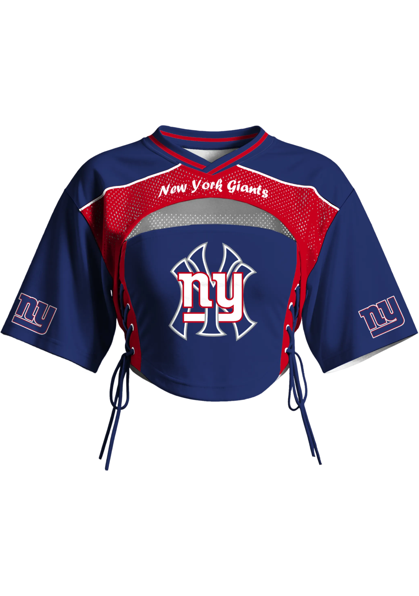 New York Giants Women Lace Up Cutout Crop NFL Jersey