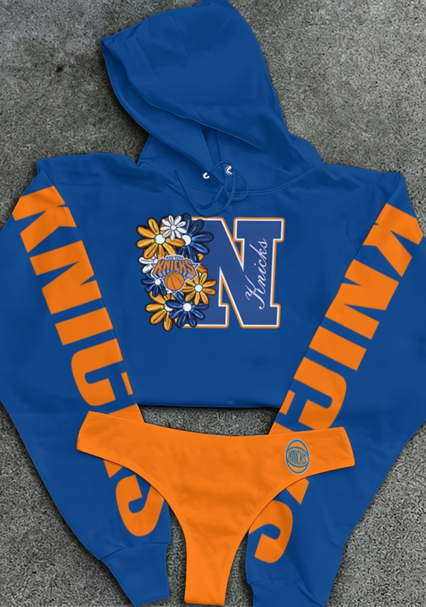 NY Knicks Daisy Floral Hooded Thicken Suit Set