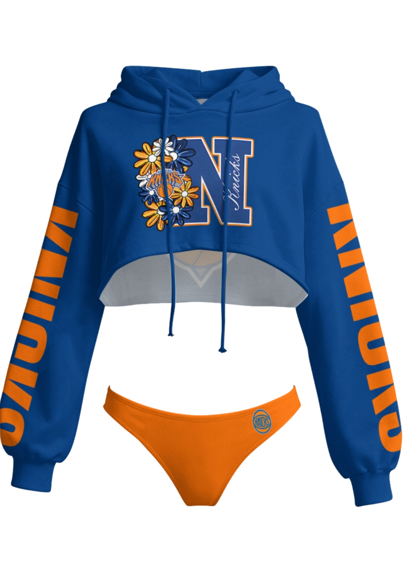 NY Knicks Daisy Floral Hooded Thicken Suit Set