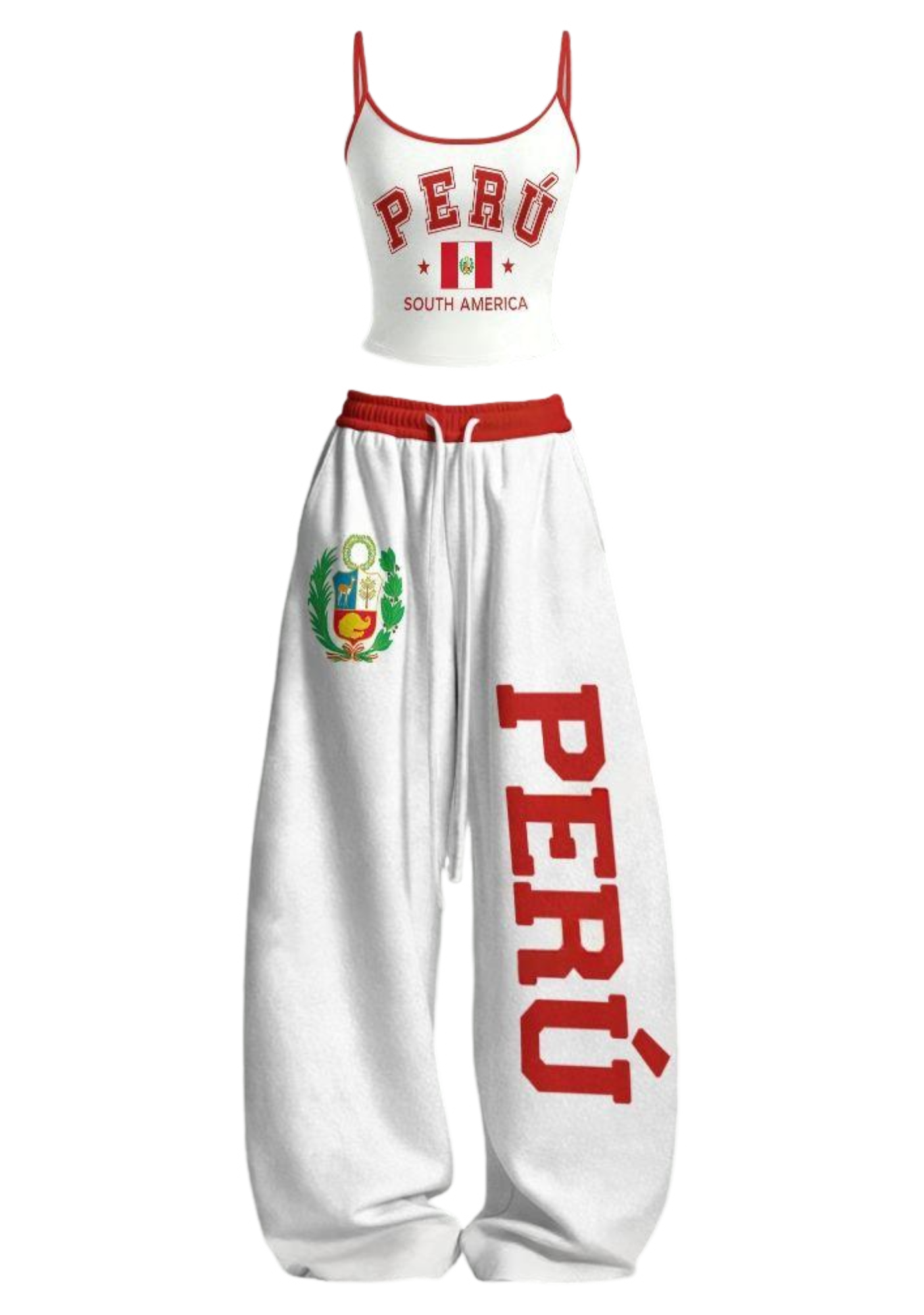 Peru Flag Tops & Elasticated Trousers Two-Piece Set