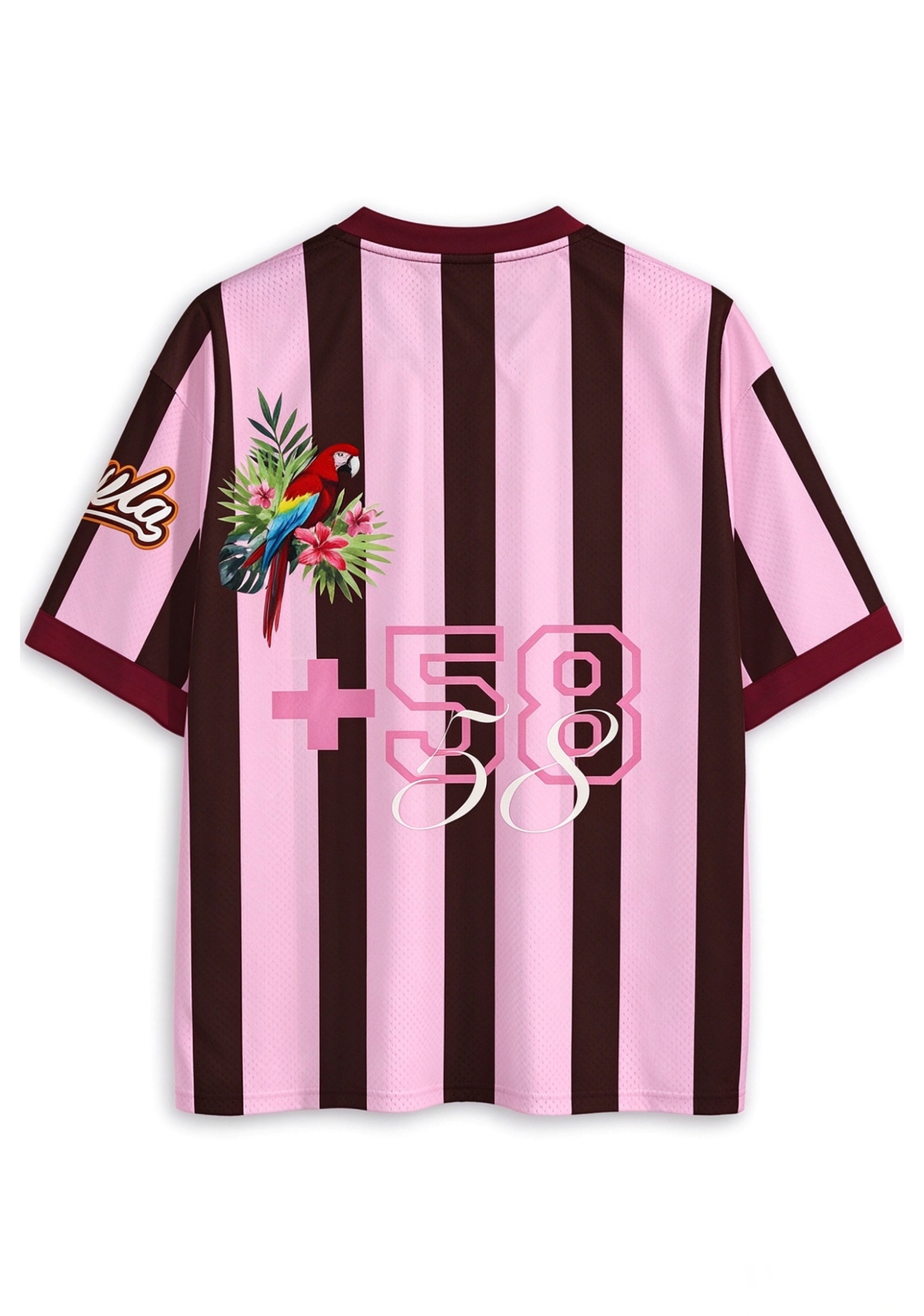 Venezuela Scarlet Macaw Parrot & Pink Orchid Mesh Jersey Shirt