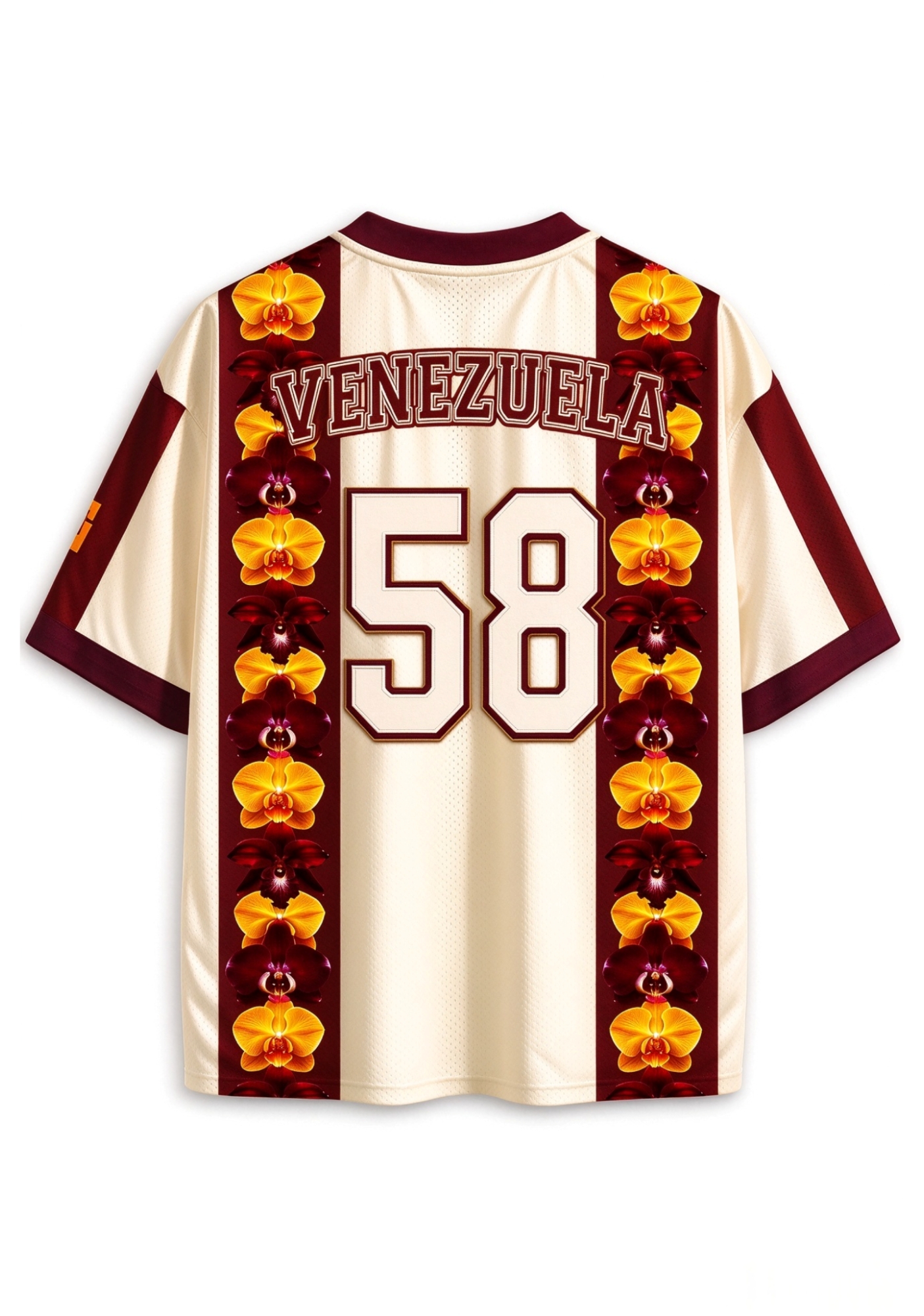 Venezuela Orchid Floral Striped Mesh Jersey Shirt