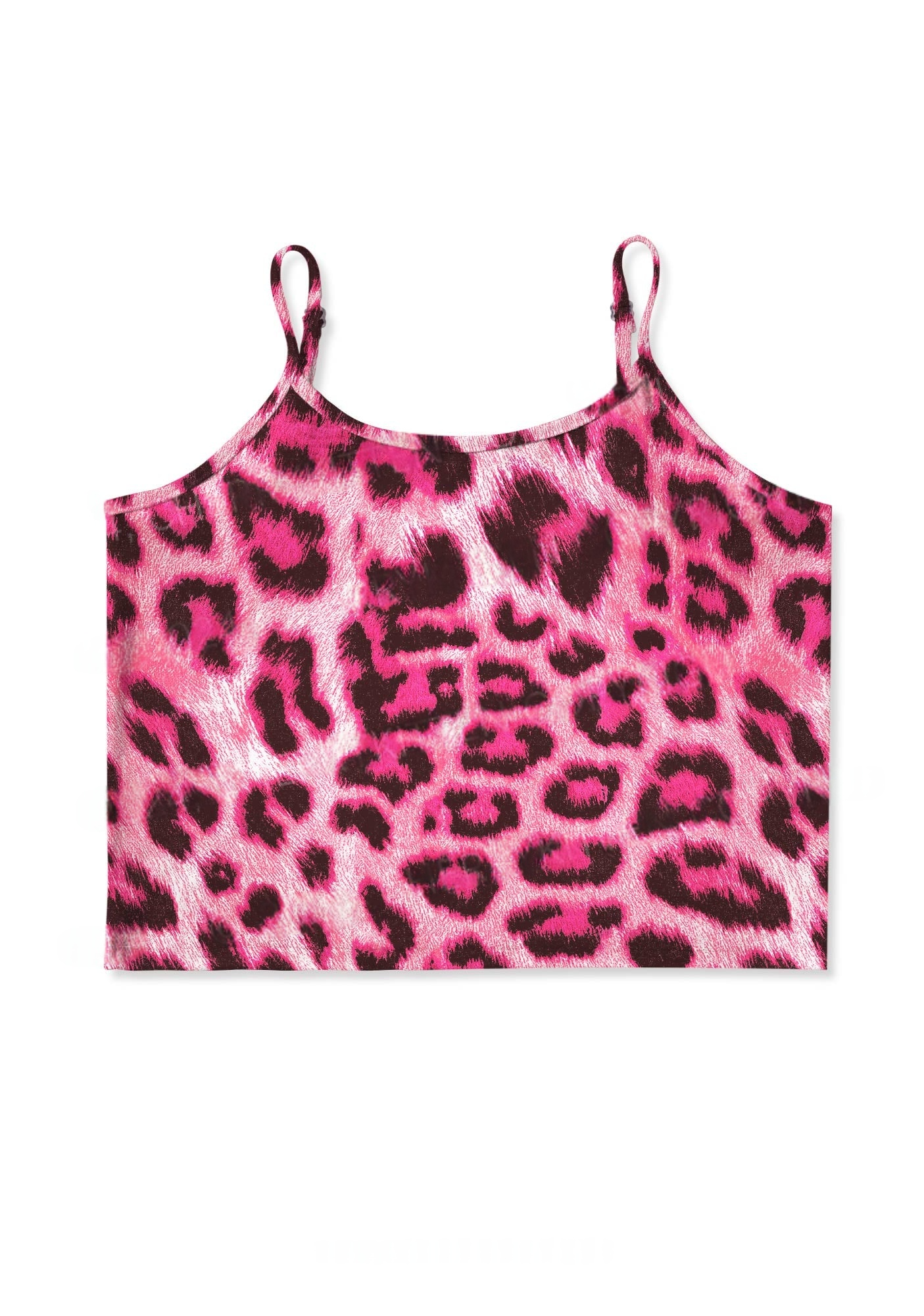 2000s Pink Leopard Y2K Print Cami Crop Top