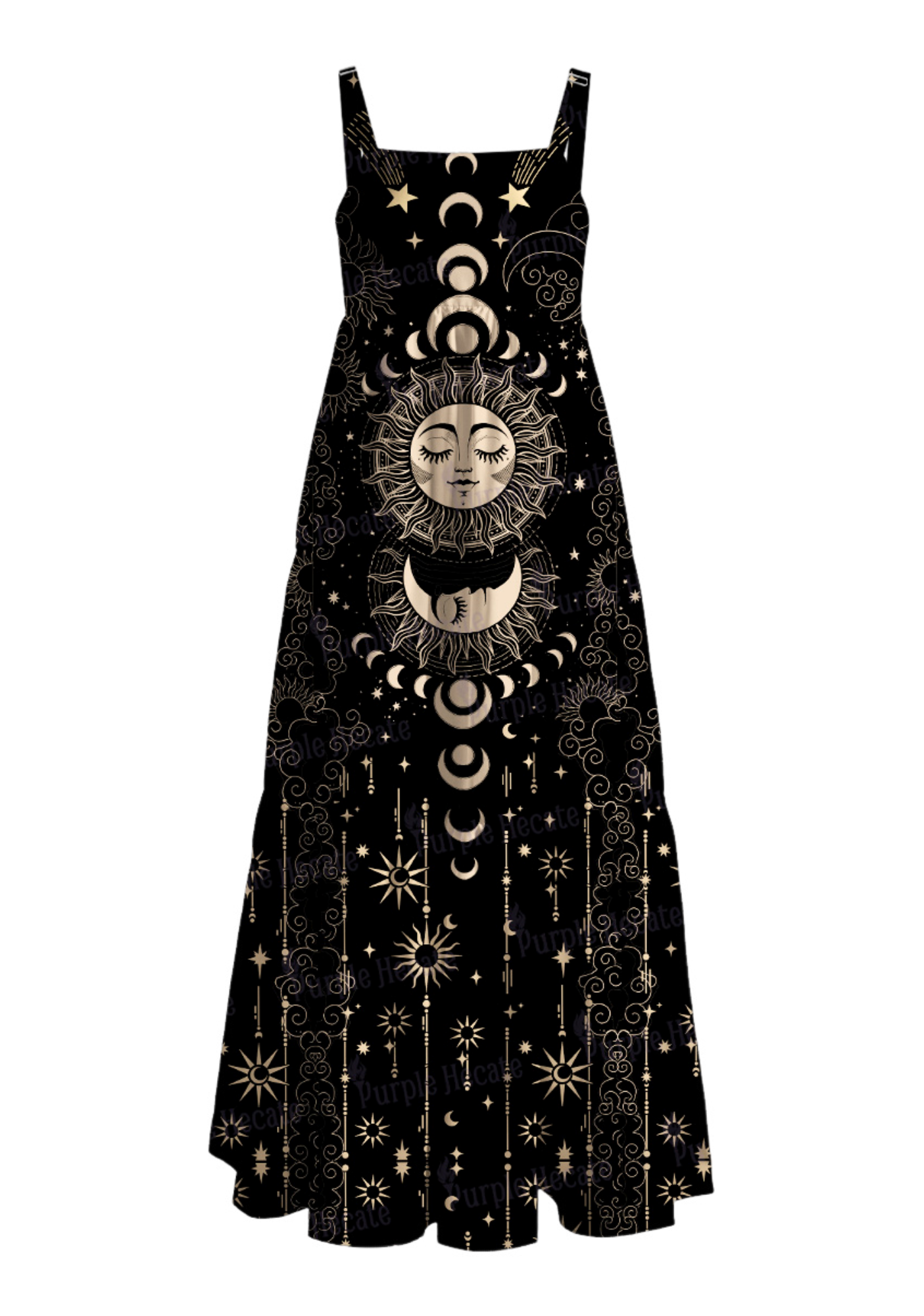 Lunar Eclipse Wide Straps Maxi Dress