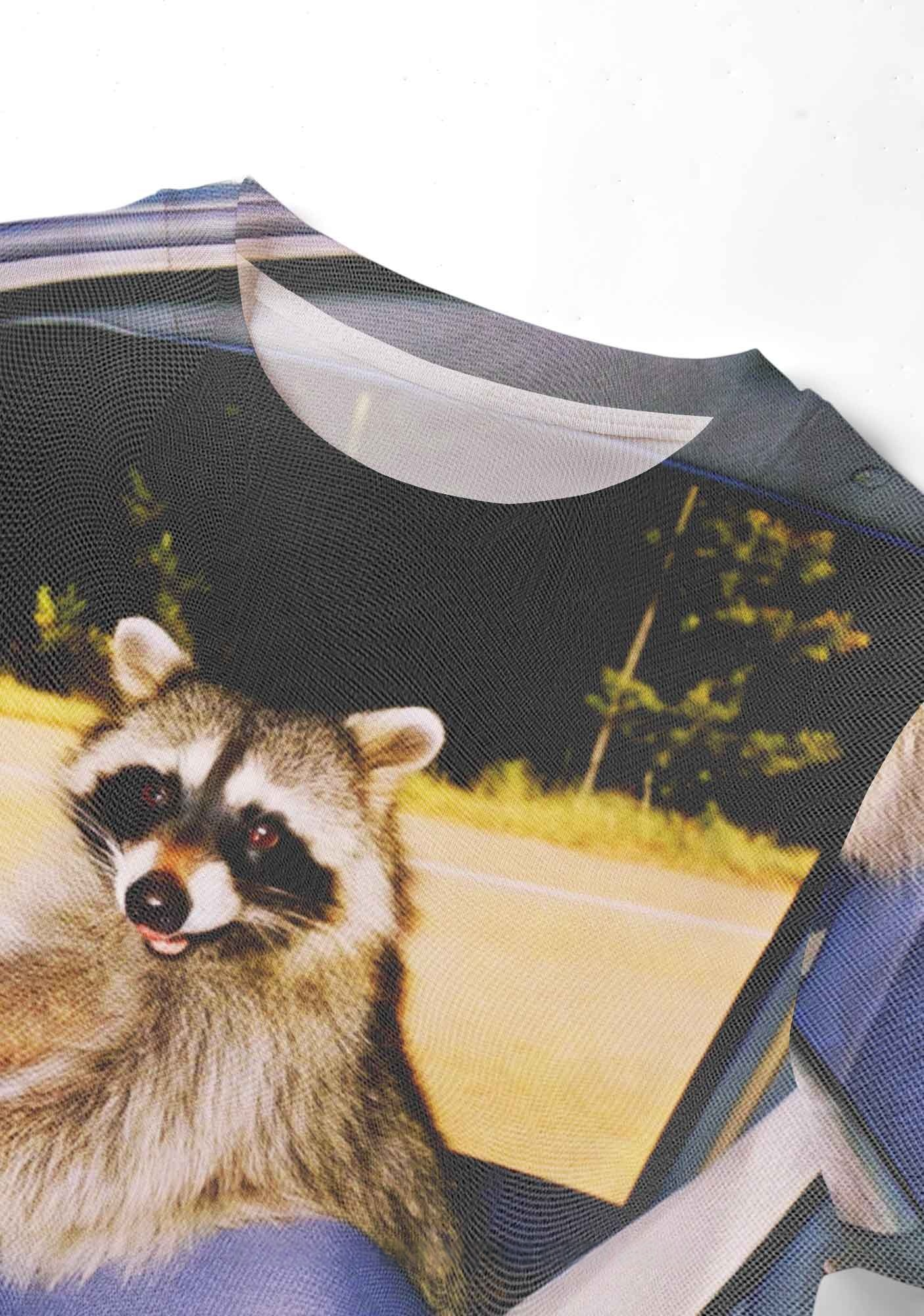 Raccoon Driving Y2K Mesh Crop Top