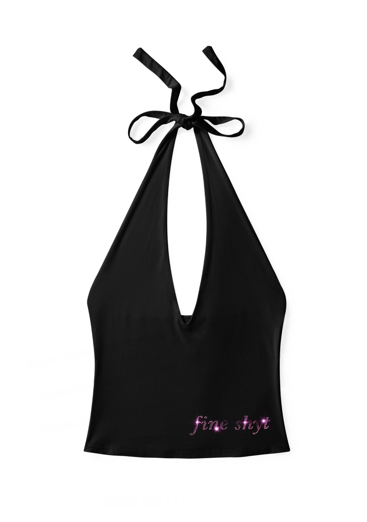 rhinestone-fine-shyt-y2k-halter-deep-v-neck-cami
