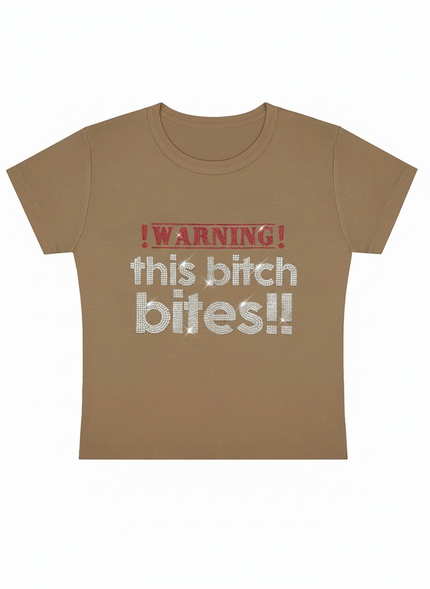 Warning This Bixxh Y2K Baby Tee