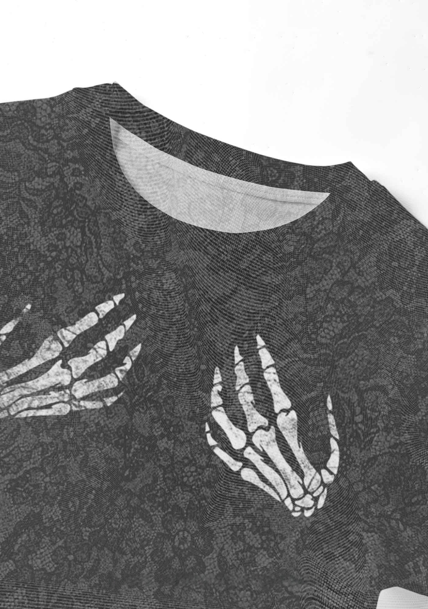 Skeleton Hands Lace Y2K Mesh Crop Top