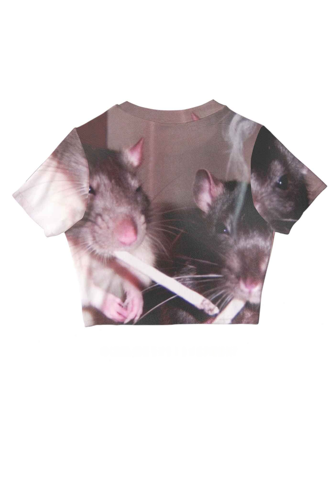 Stoner Rats Smoking Y2K Mesh Crop Top