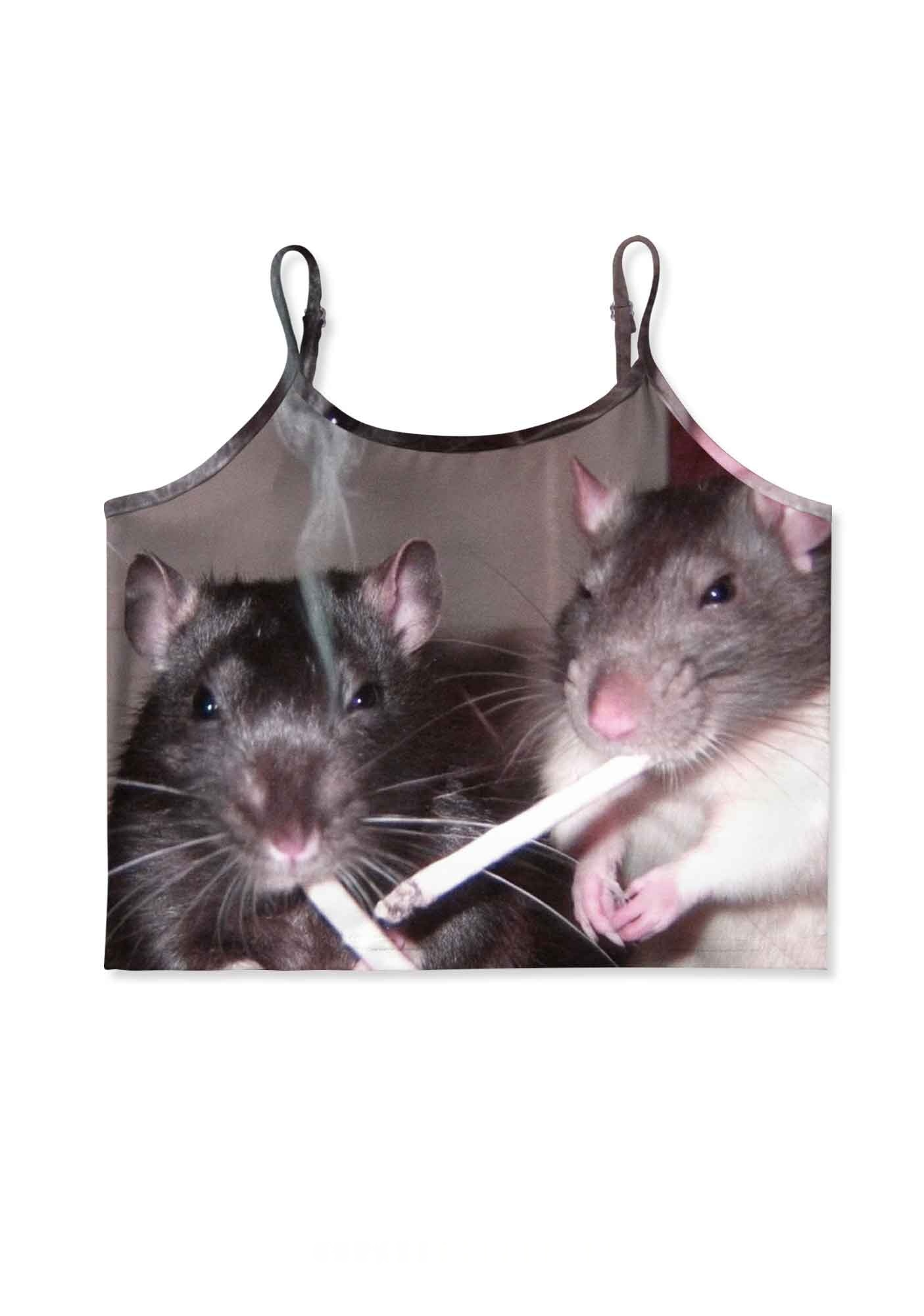 Chill Rats Smoking Y2K Print Cami Crop Top