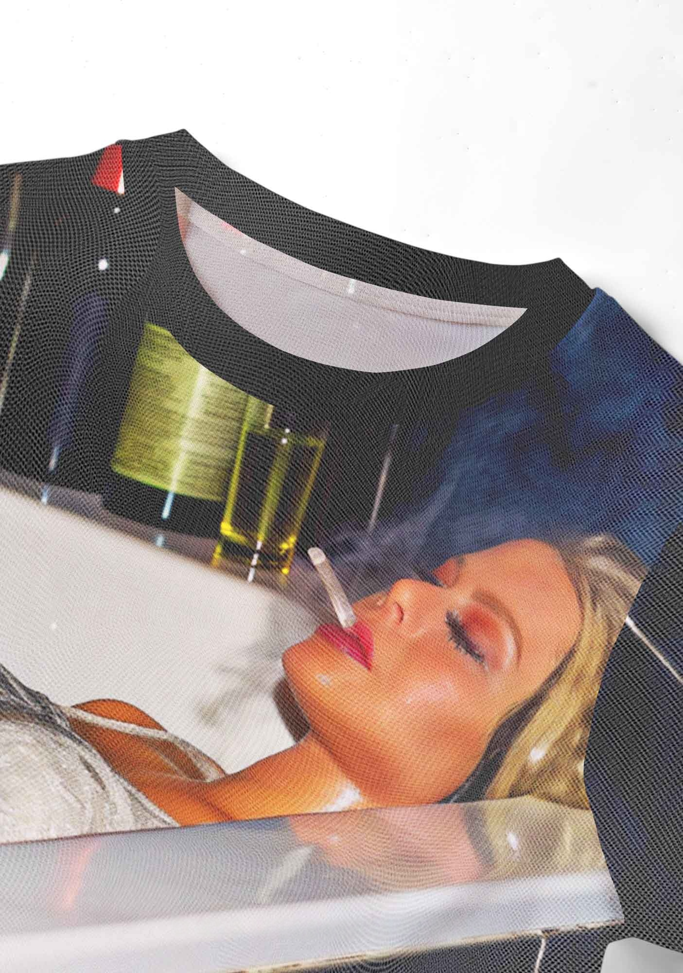 Bathroom Babe Smoking Y2K Mesh Crop Top