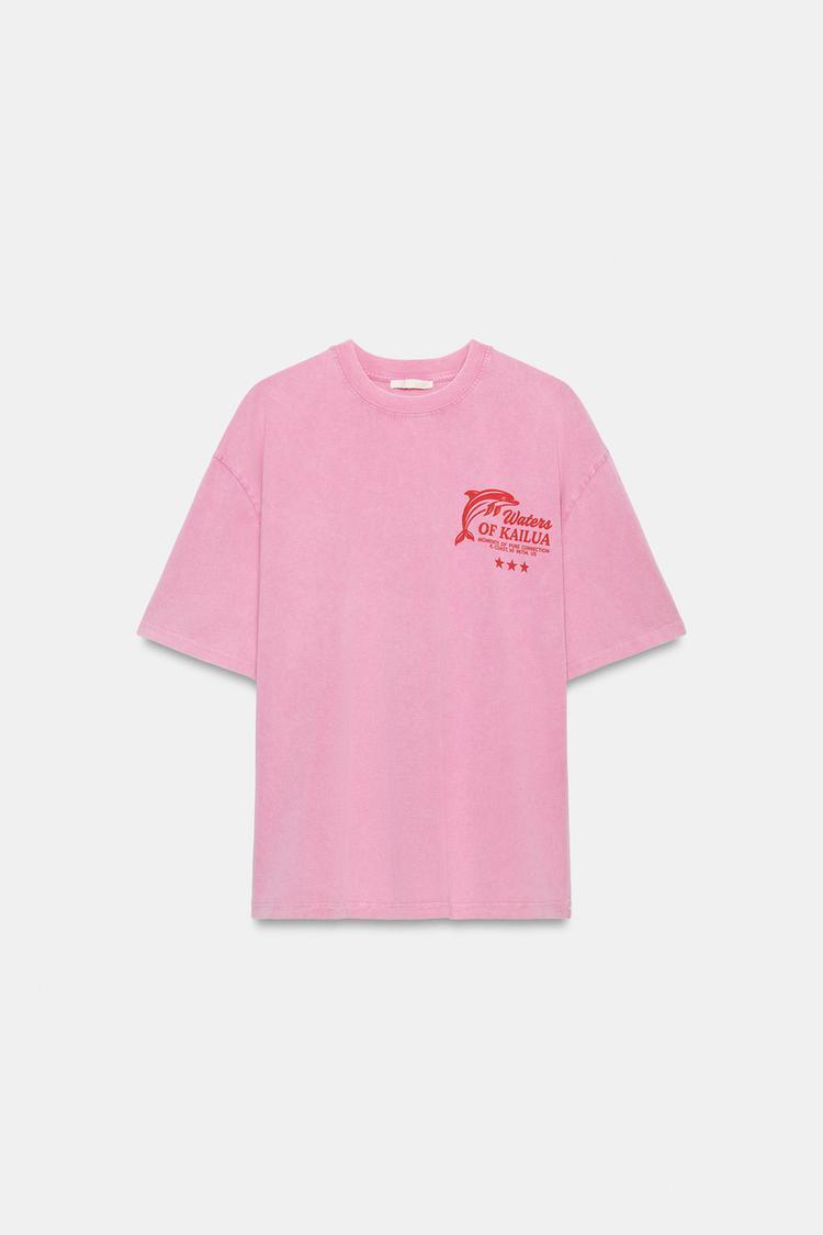 WASHED EFFECT TEXT T-SHIRT