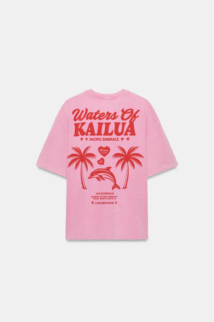 WASHED EFFECT TEXT T-SHIRT