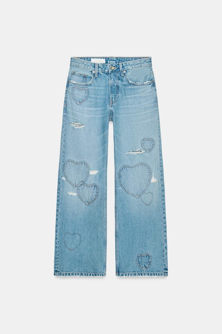MID-RISE TRF BOYFRIEND JEANS WITH HEARTS