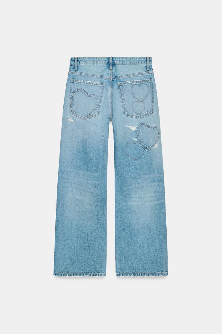 MID-RISE TRF BOYFRIEND JEANS WITH HEARTS
