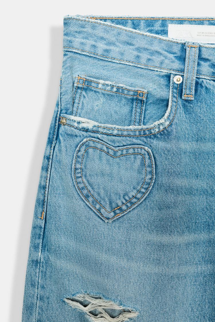 MID-RISE TRF BOYFRIEND JEANS WITH HEARTS