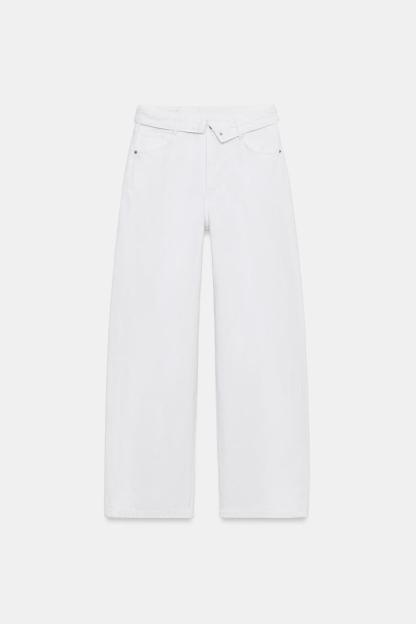 TRF FOLDED WAIST MID-RISE JEANS