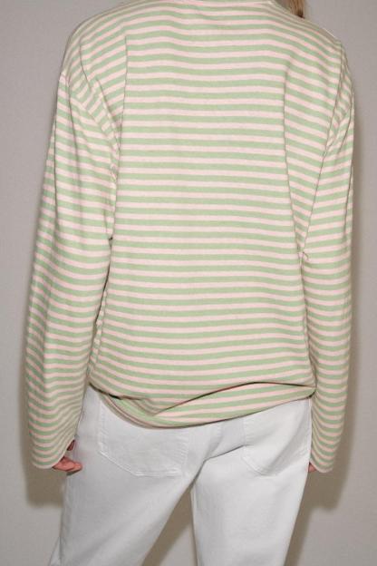 STRIPED COTTON AND LINEN T-SHIRT