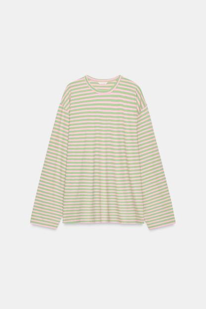 STRIPED COTTON AND LINEN T-SHIRT