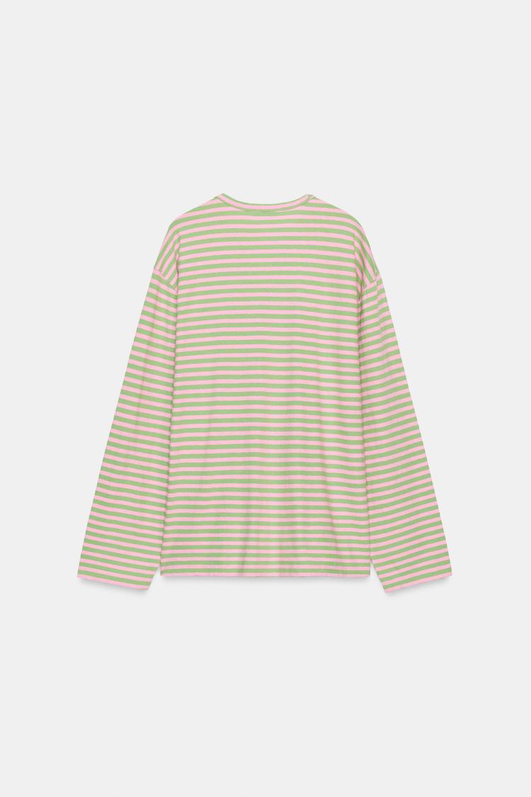 STRIPED COTTON AND LINEN T-SHIRT