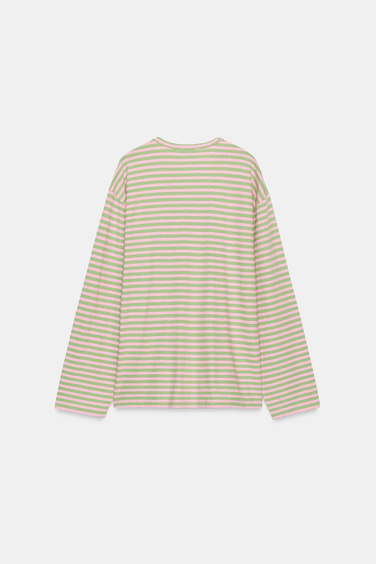 STRIPED COTTON AND LINEN T-SHIRT