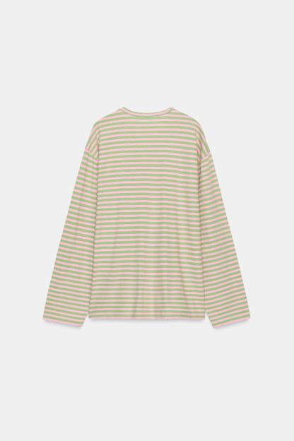 STRIPED COTTON AND LINEN T-SHIRT
