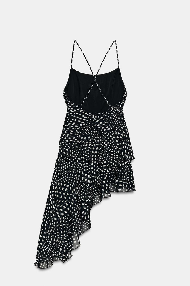 DRAPED POLKA DOT DRESS