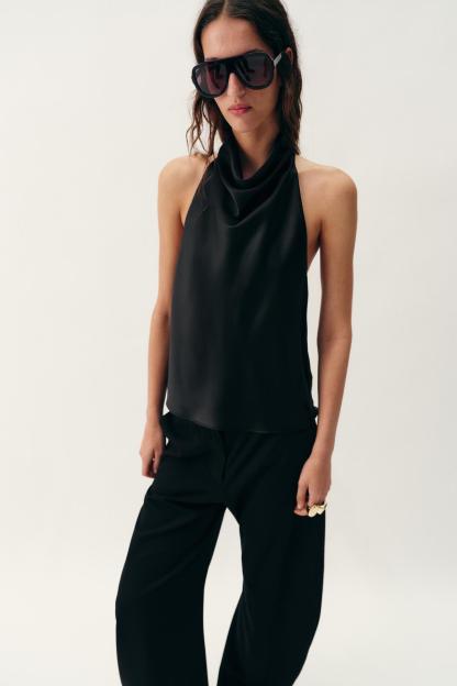 SATIN EFFECT HALTER TOP