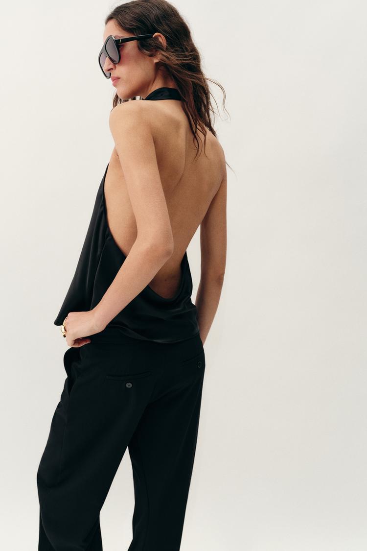 SATIN EFFECT HALTER TOP