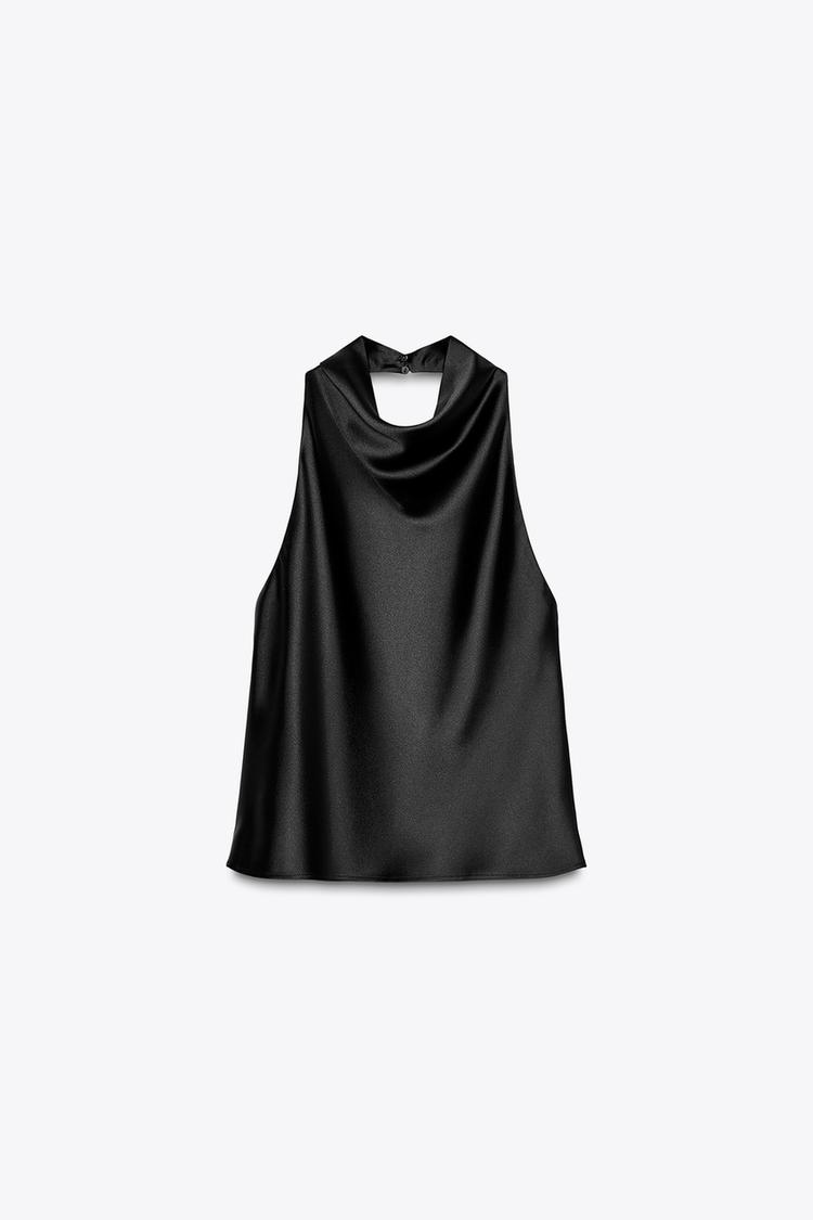 SATIN EFFECT HALTER TOP