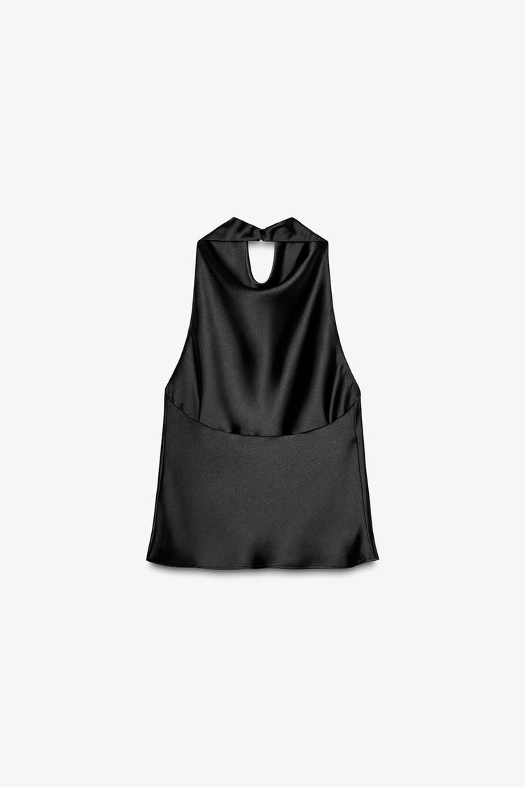 SATIN EFFECT HALTER TOP