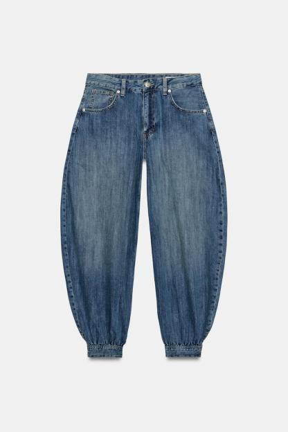 TRF MID-RISE BALLOON JEANS WITH BUTTON TABS