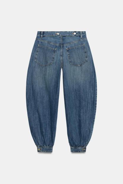 TRF MID-RISE BALLOON JEANS WITH BUTTON TABS