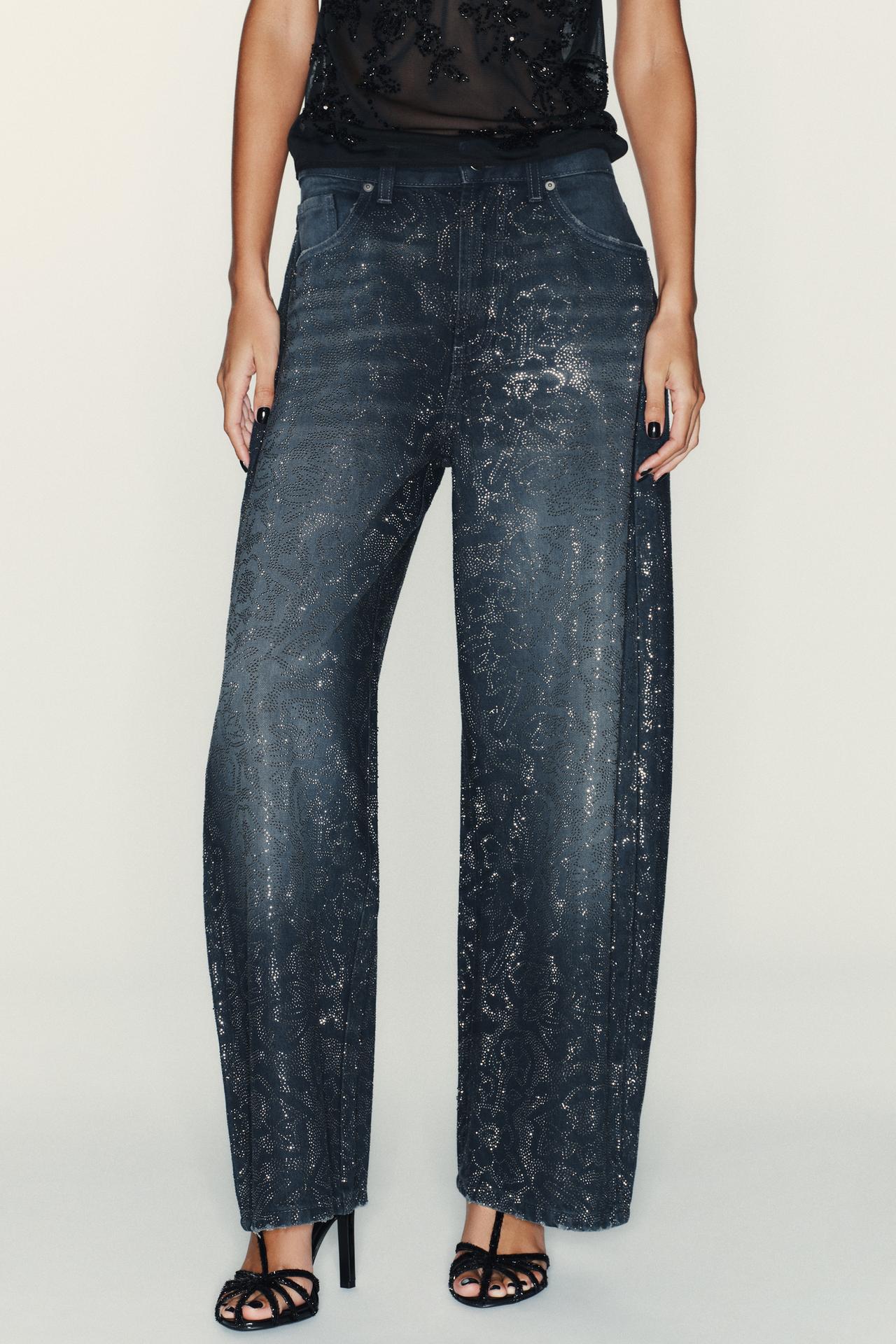 TRF BAGGY RHINESTONE JEANS