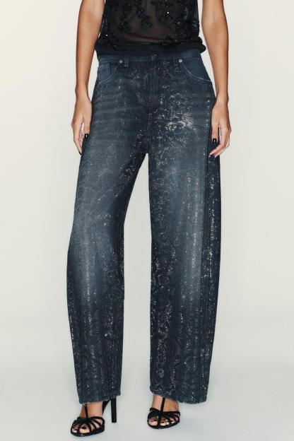 TRF BAGGY RHINESTONE JEANS