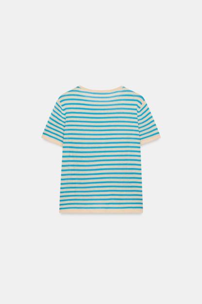 Blue STRIPED KNIT TOP